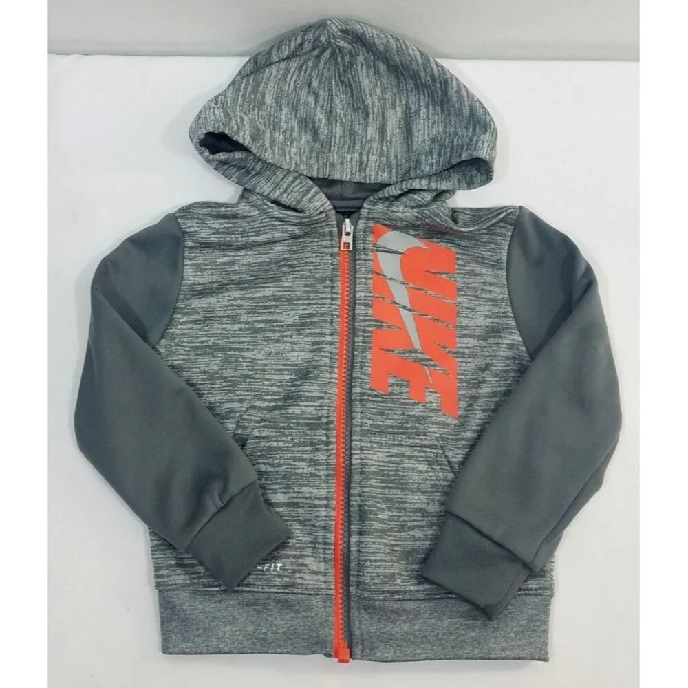 Nike Dri-Fit Toddler Hoodie Jacket 2T Gray & Orange - Picture 1 of 8